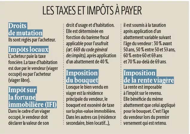 vente en viager Les taxes et impôts à payer